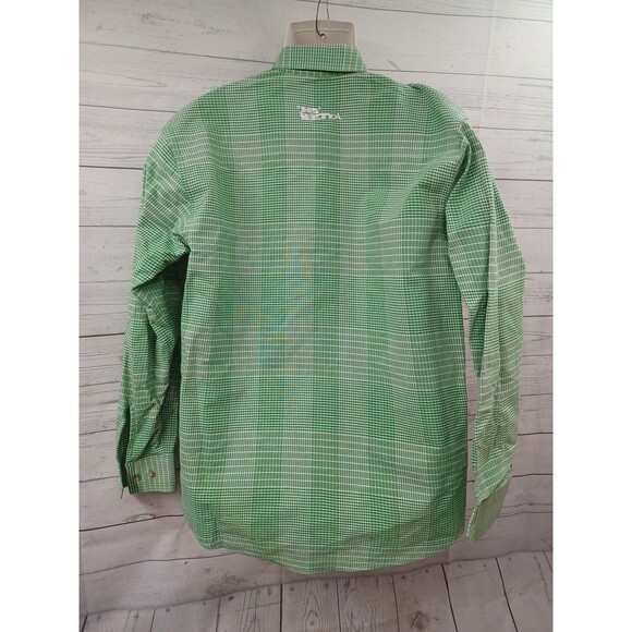 Mo Betta Men's Long Sleeve Shirt Button Up Green White Check Size 16 - Picture 4 of 6